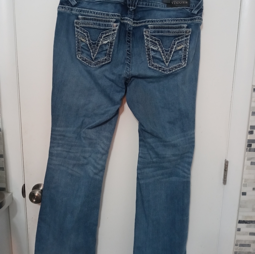 Vicoss Dublin Women's Stretch Medium Wash Boot cut  Jeans w Embroidery sz 16 - Picture 4 of 13